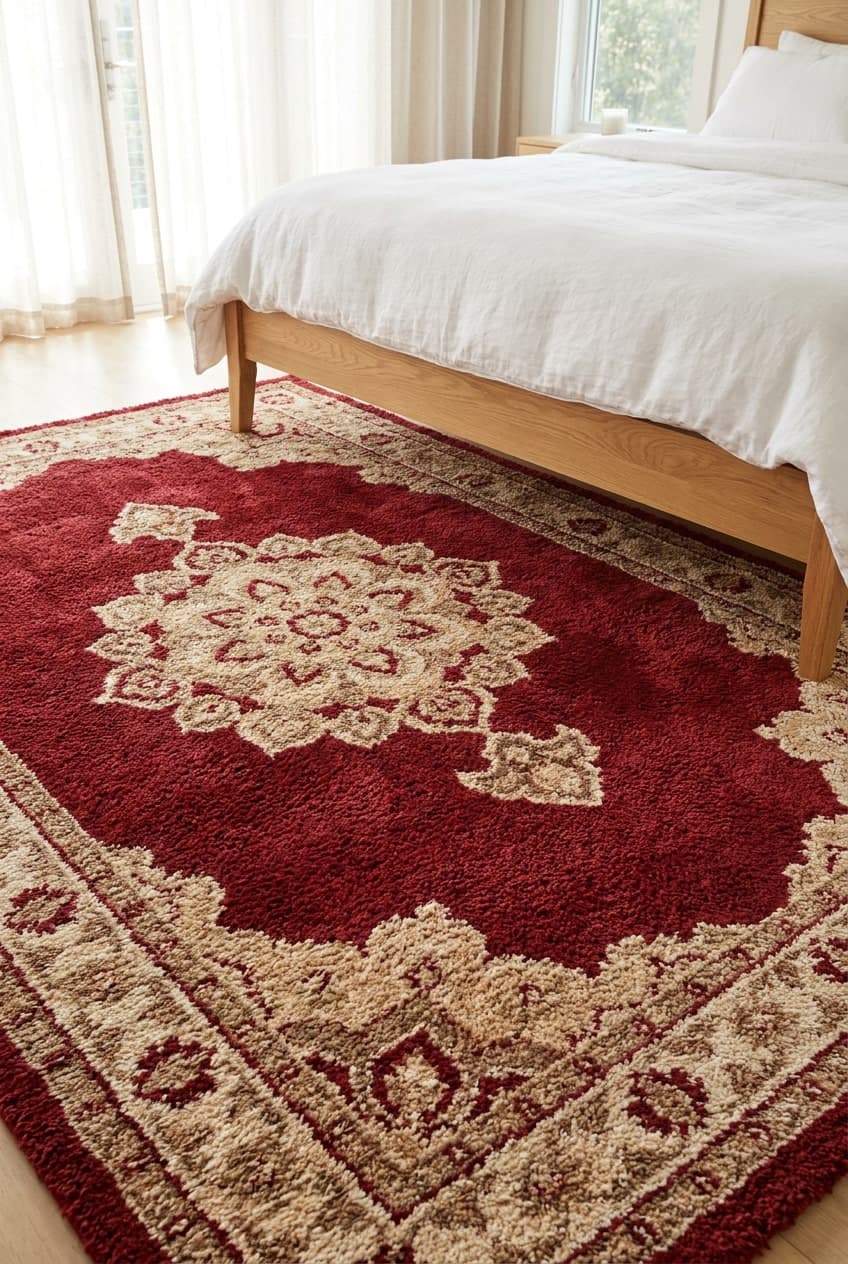 Tapis Moderne Bleu à Motif Géométrique Noir – Salon & Chambre